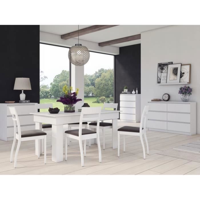 ASTER T6 - Cómoda para dormitorio/oficina/sala de estar 138x40x77 cm / 6 cajones - Mueble de almacenamiento moderno, cómoda de estilo escandinavo - Armario