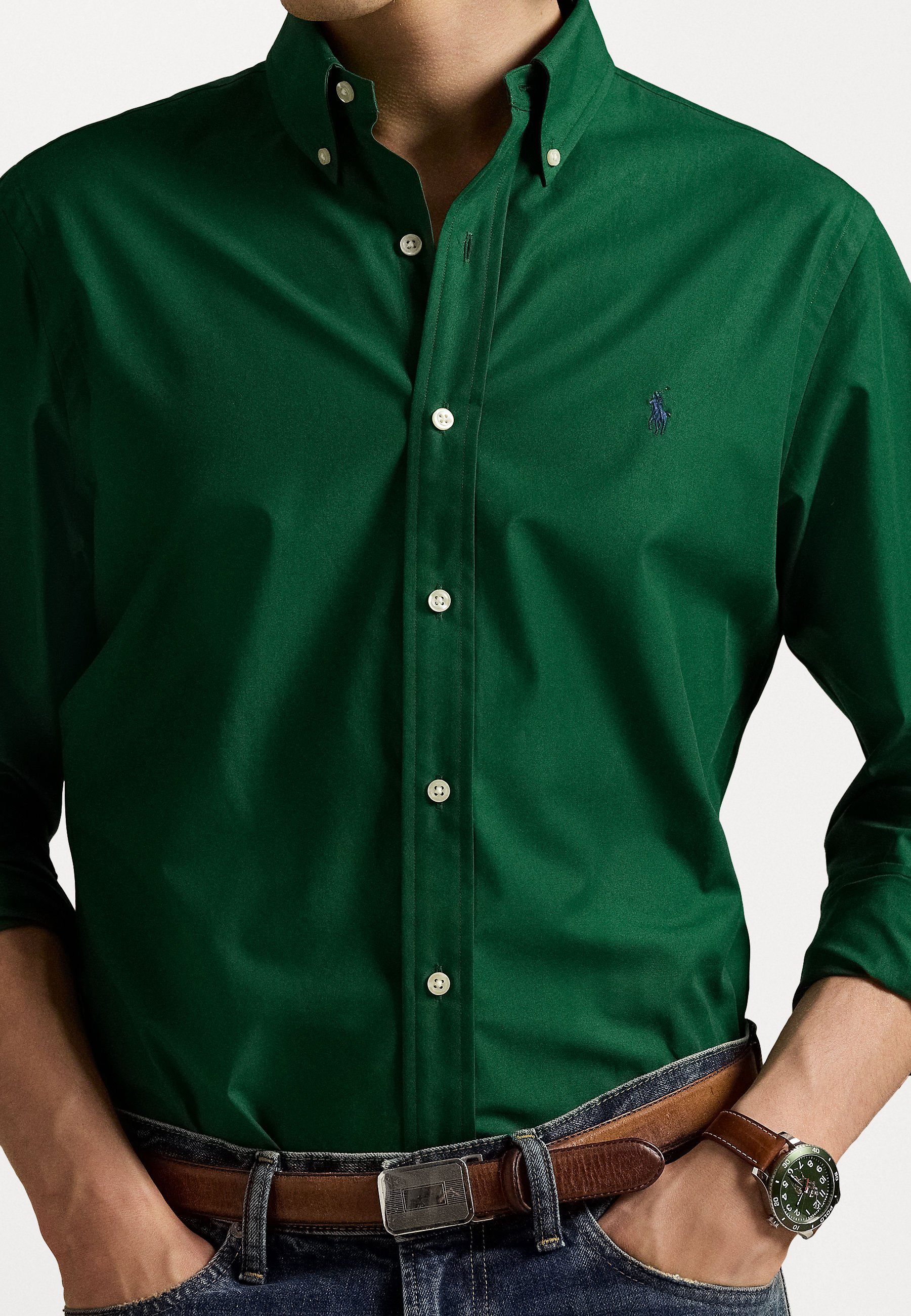 Chemise Polo Ralph Lauren coupe slim en popeline stretch - Nouvelle Forêt