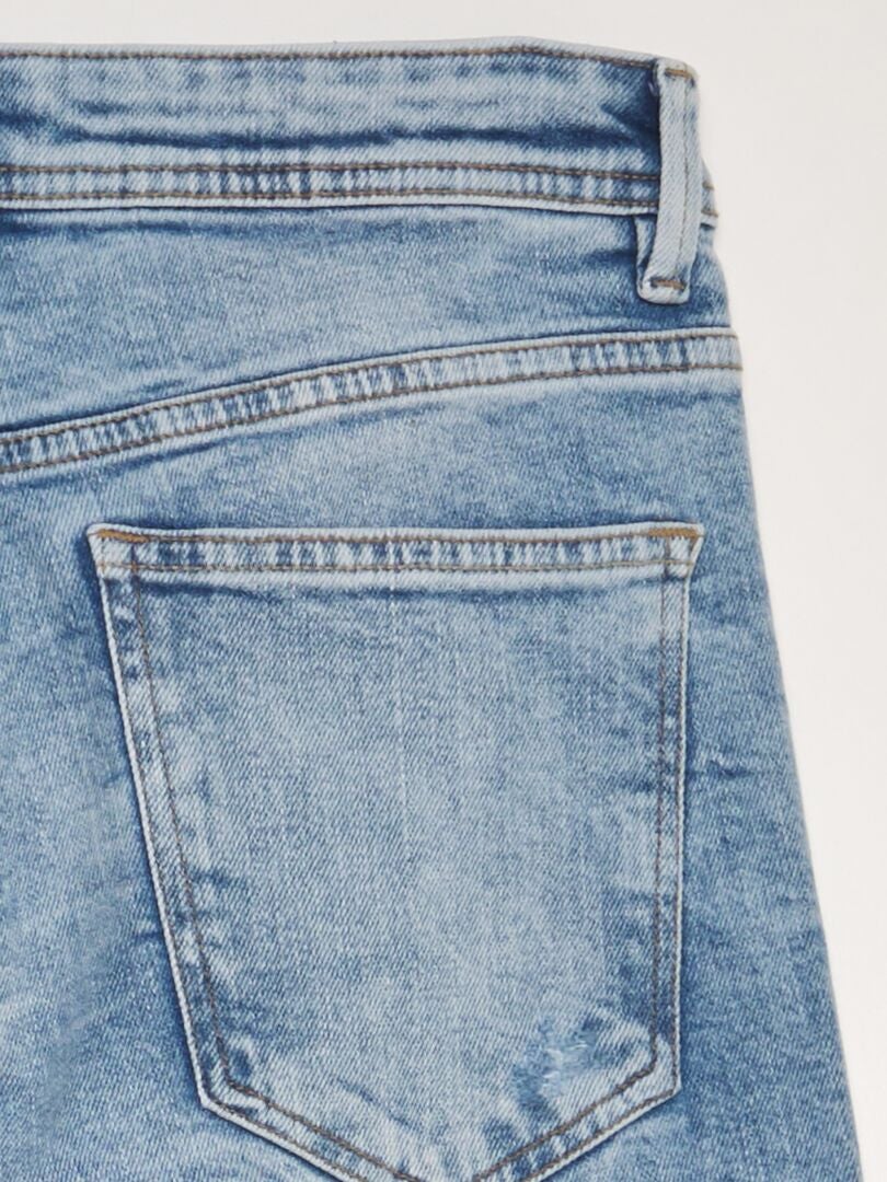 Calça jeans slim com detalhes desgastados - L32 - AZUL