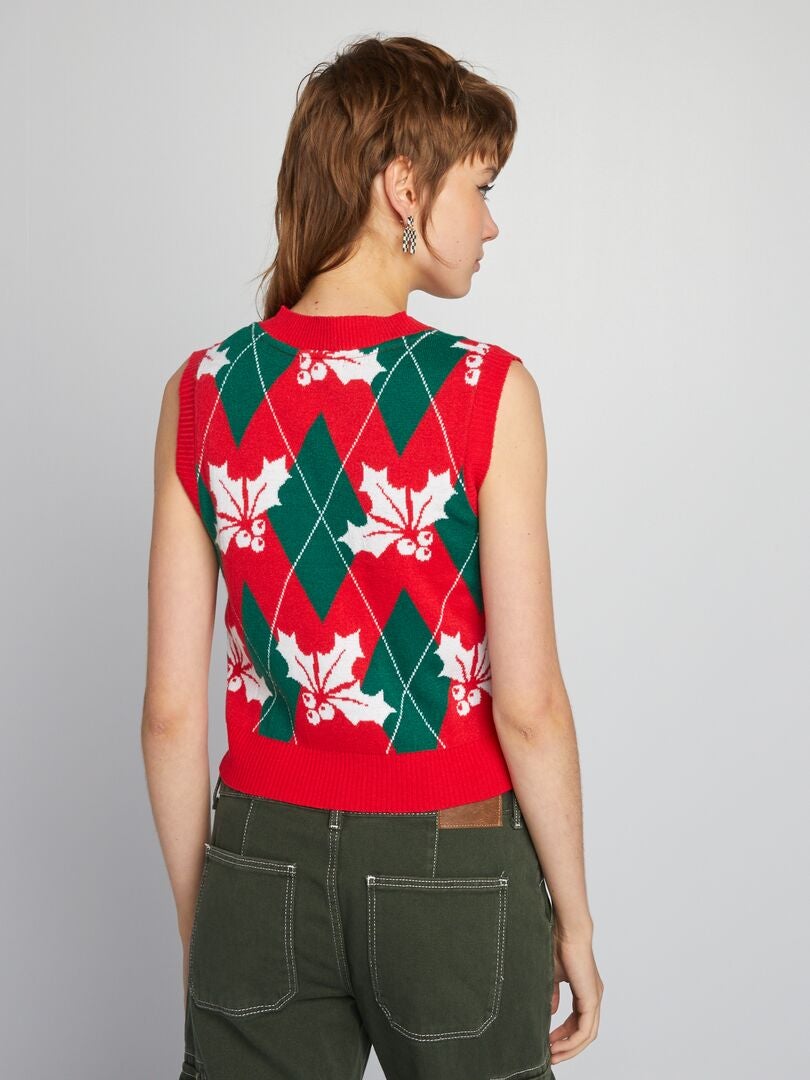 Jersey navideño sin mangas - ROJO