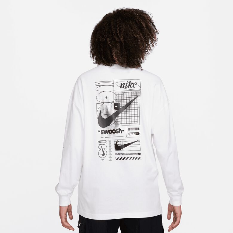 Maglietta sportiva a maniche lunghe con stampa boyfriend e logo Swoosh
