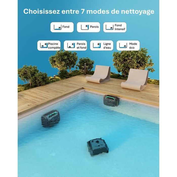 Robô para piscina sem fio Wybot C2 - Filtragem dupla ultrafina - Bateria de longa duração - Aplicativo para smartphone