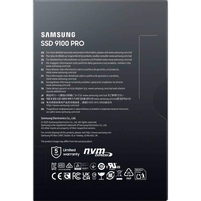 SAMSUNG - MZ-VAP8T0BW - SSD interno 9100 PRO - 8 TB - NVMe 2.0 M.2 PCIe 5.0 x4