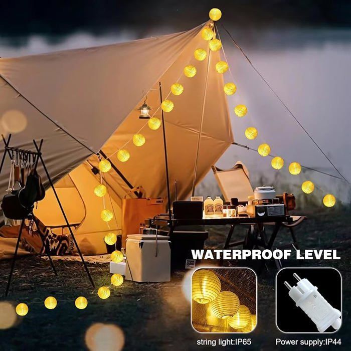 Guirlande lumineuse lanterne LED Bigzom extérieure avec minuterie, 5m 20 LED, 8 modes GUIRLANDE LUMINEUSE D'EXTERIEU