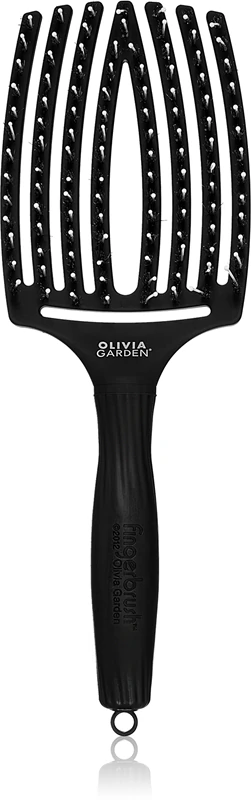 Conjunto de escova de dedo Olivia Garden, escova grande e plana com fibras de nylon e cerdas de javali.