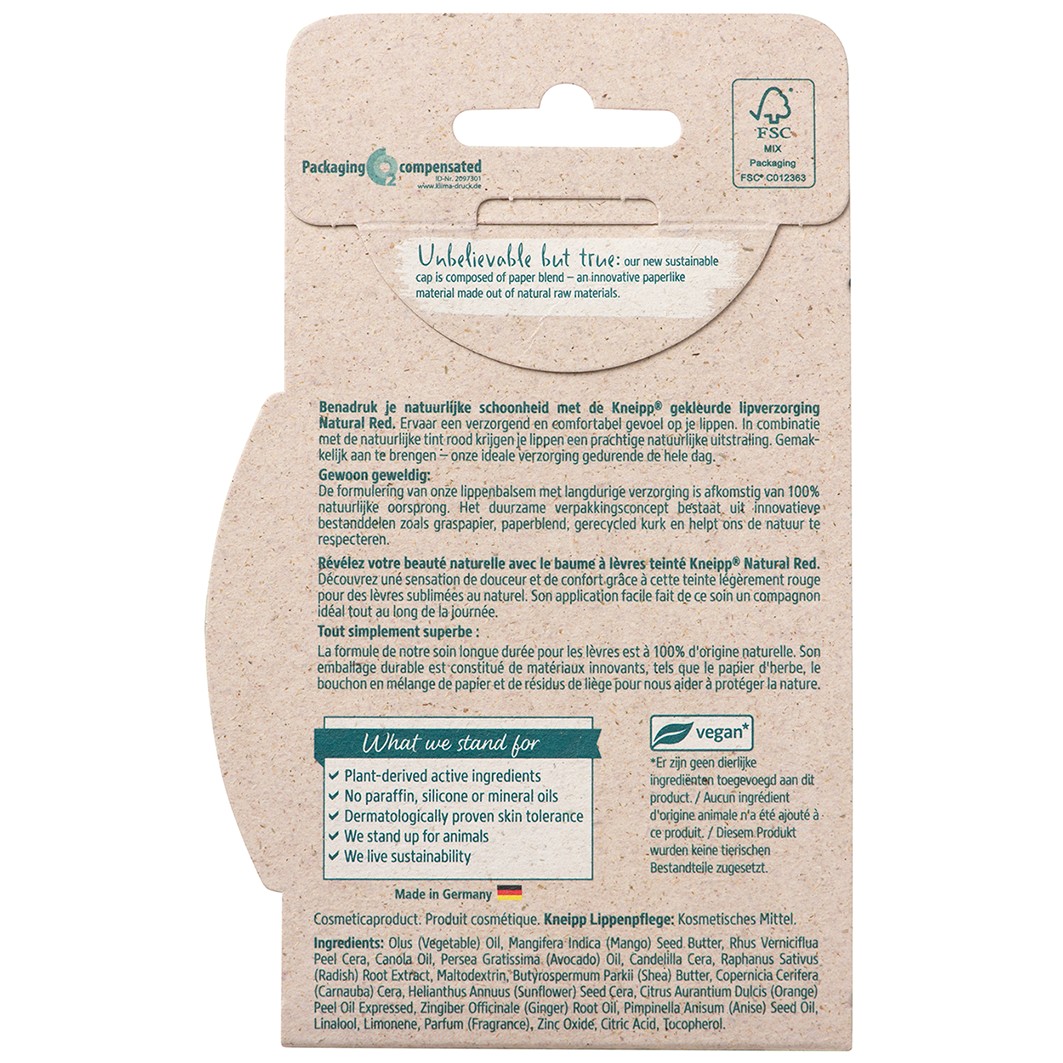 Bálsamo labial Kneipp Rojo Natural - 3,5 g