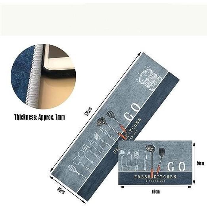 Antislip keukenmatten, toiletmatten, wasbaar, antislip en antistatisch, 2 stuks