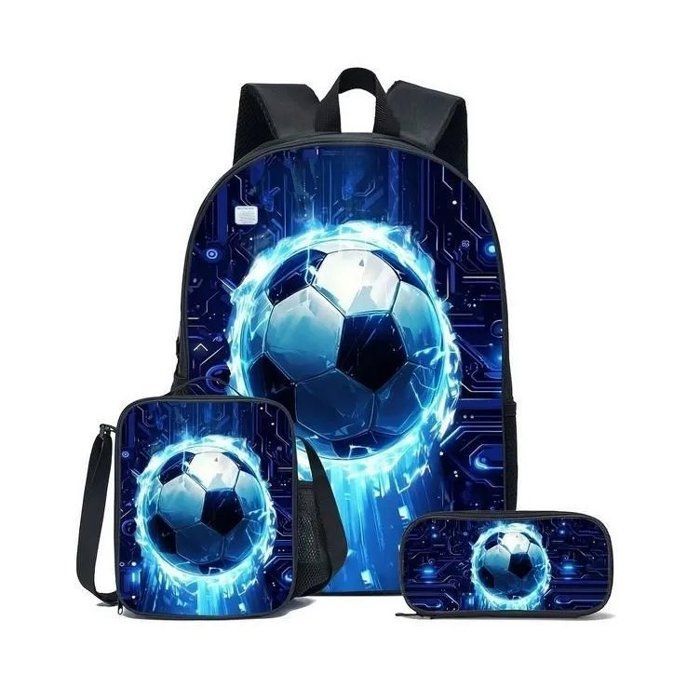 Sac à dos JINDING T6 primaire trois pièces pour enfant motif dessin animé Sac bandoulière en polyester imperméable et trousse