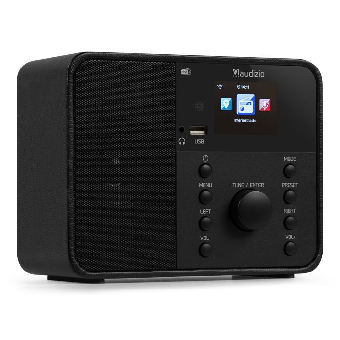 Audizio Nardo WiFi Internet Alarm Clock Radio - Black, DAB+ & FM, Bluetooth, Weather, 32,000 Stations