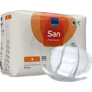 Abena San Premium 360 protiprosakující bariéry 8 inkontinenčních obvazů, anatomický tvar, 22 kusů.
