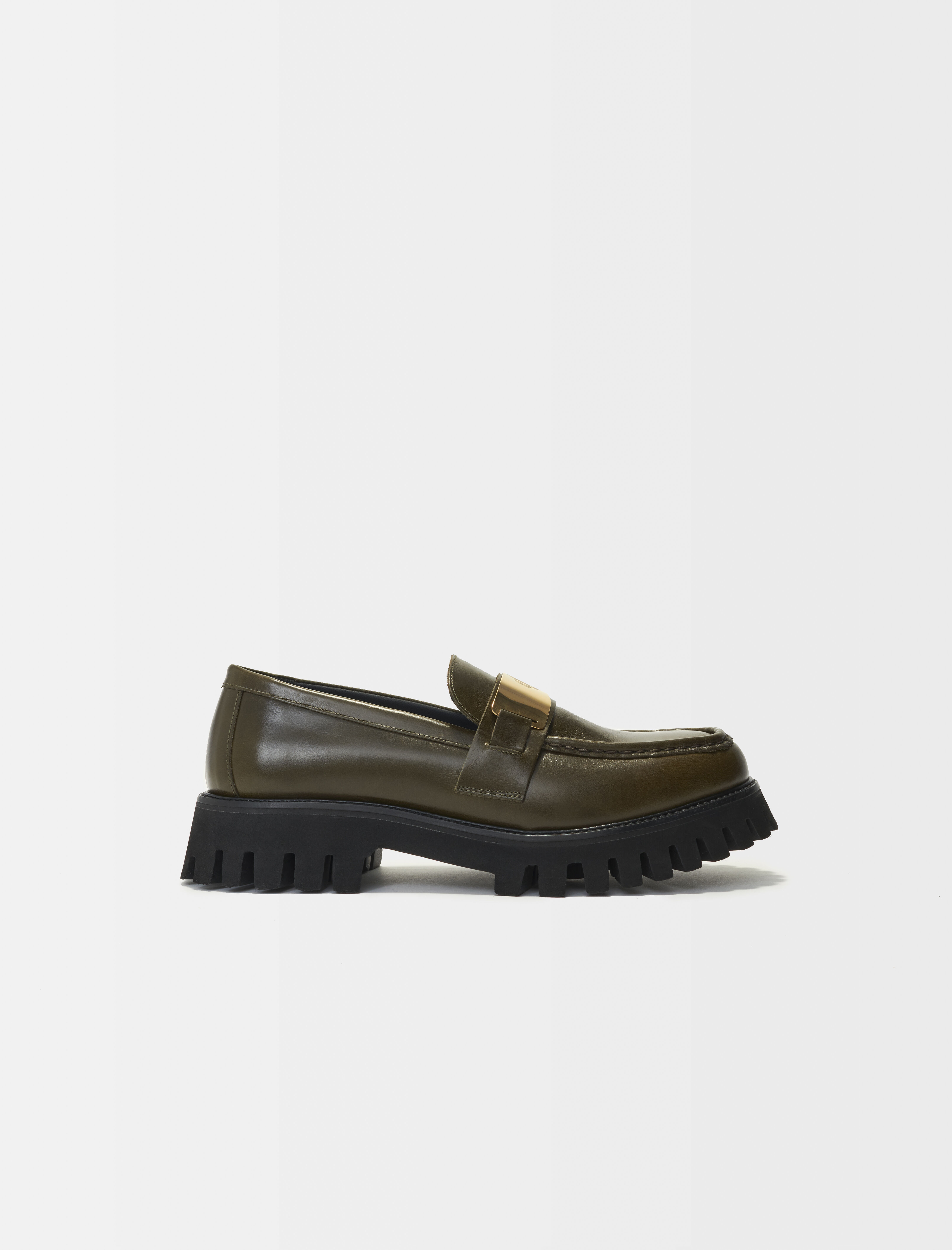 Nahkaiset loaferit platform-khaki
