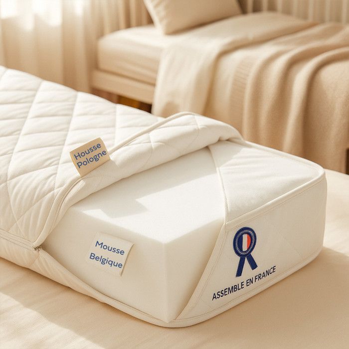 Colchón para bebé/niño con aire acondicionado - 80x160 cm | Reversible: lado verano/lado invierno | Cama tipo cabaña | 10 cm de grosor