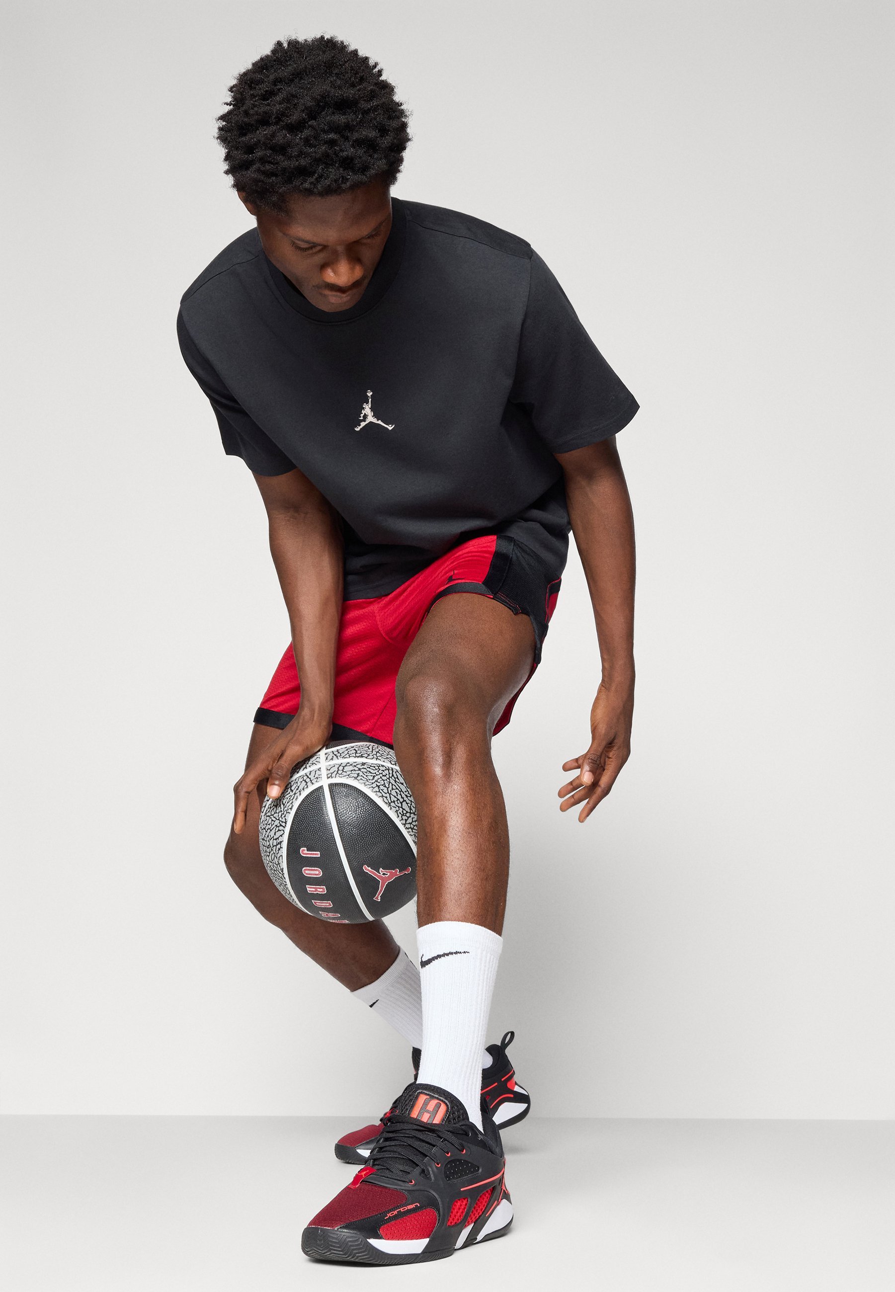 Jordan CREW - Sport T-shirt - zwart/wit