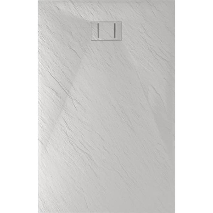 Plato de ducha rectangular con efecto piedra blanca, modelo Blend - IDRALITE - 90x120x2,6 cm - Resina