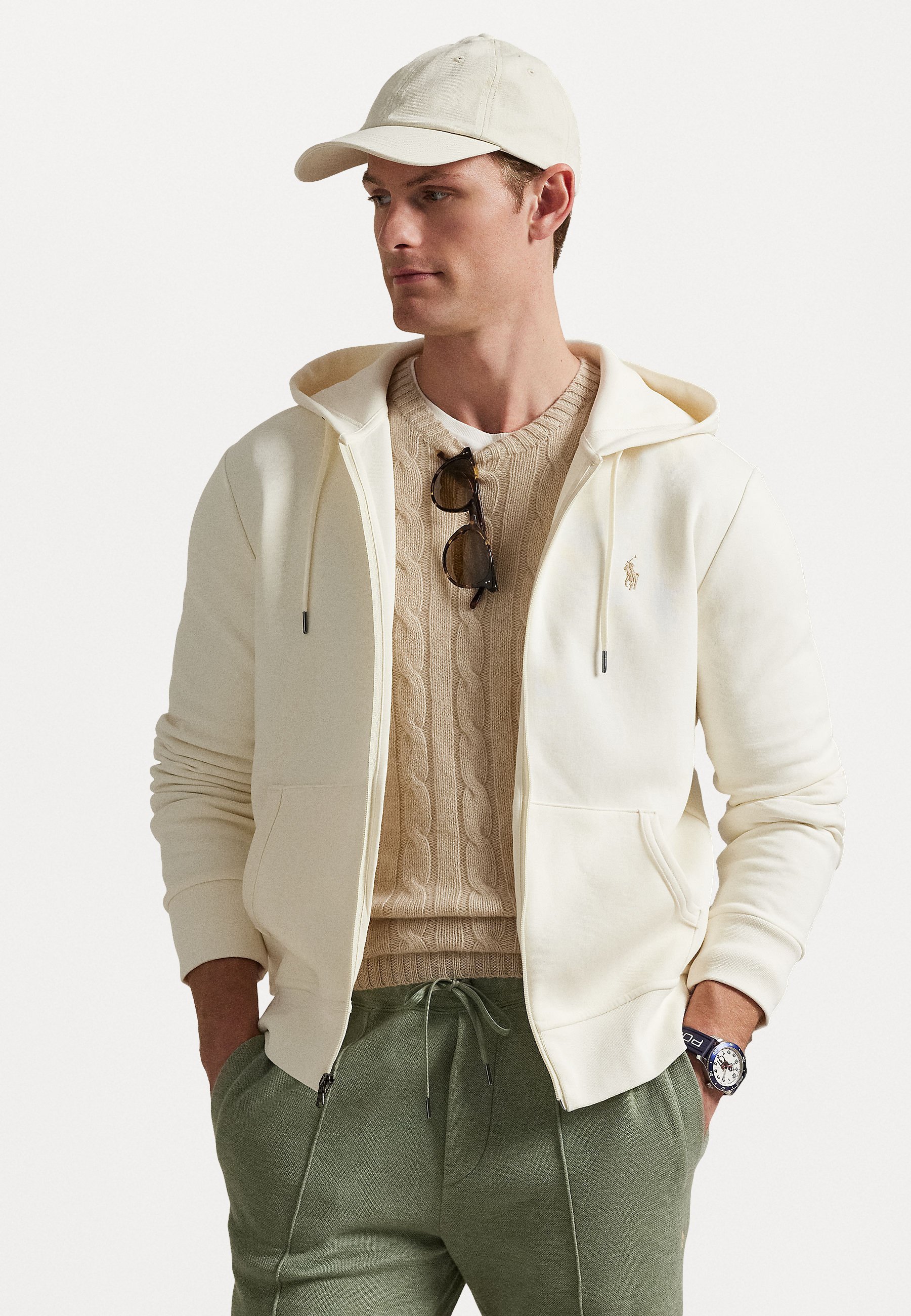 Polo Ralph Lauren hoodie met volledige ritssluiting - Sweatshirt met ritssluiting - lichtcrème