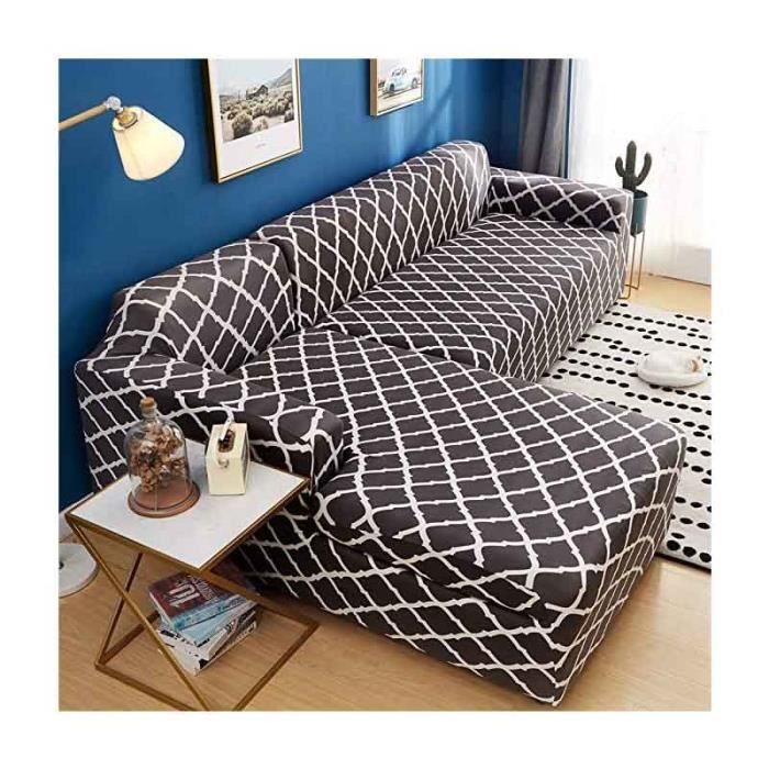 Funda para sofá - FOLAYA - Juego de 2 - Elástica - Gris B - 3 plazas - Protección completa