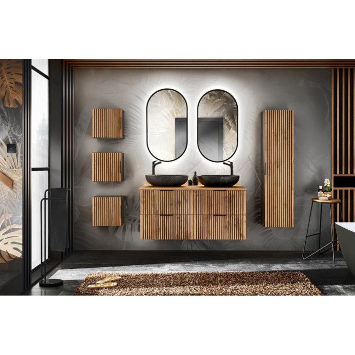 Conjunto de baño - GENÉRICO - Sylve Negro Wotan - 120 cm - Lavabos dobles - 5 elementos