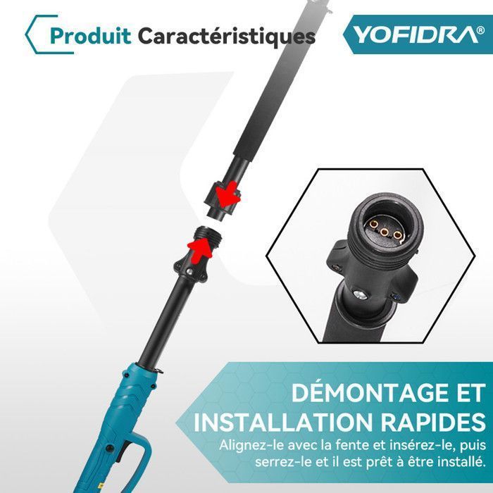 Tronçonneuse élagueuse sur perche - YOFIDRA - Yofidra - Guide 6 pouces (16 cm) - 2x1,5Ah - Perche télescopique 3 positions