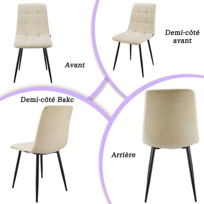 WAFTING Lot de 4 chaises de Salle à Manger rembourrées avec Dossier Haut et Design en Lin,Beige