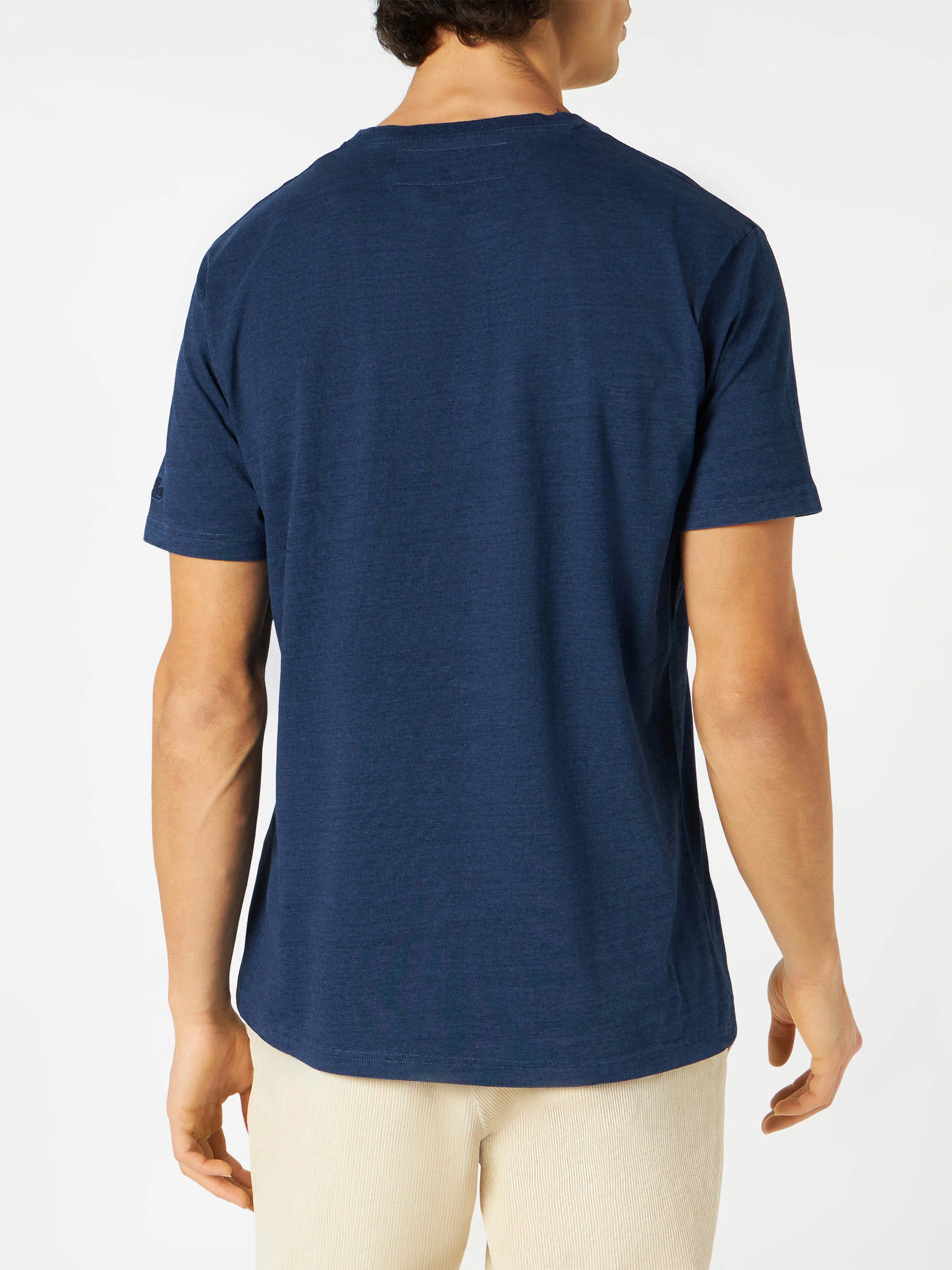 T-shirt voor heren met chalet- en glühweinprint in neongeel.