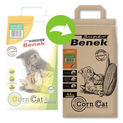 Super Benek Corn Katzenstreu mit frischem Gras