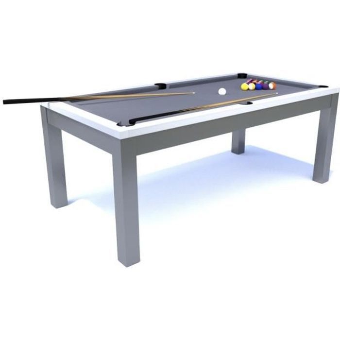 7FT Convertible Dining Table/Billiard Table - Meyer - Grey and White - Grey Cloth