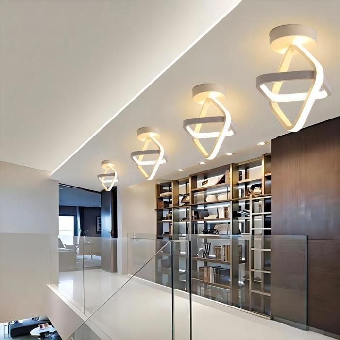 Lámpara de techo LED moderna WOTTES - Diseño geométrico, blanca - para sala de estar, baño - Blanco cálido - 1 unidad Ø25*26CM