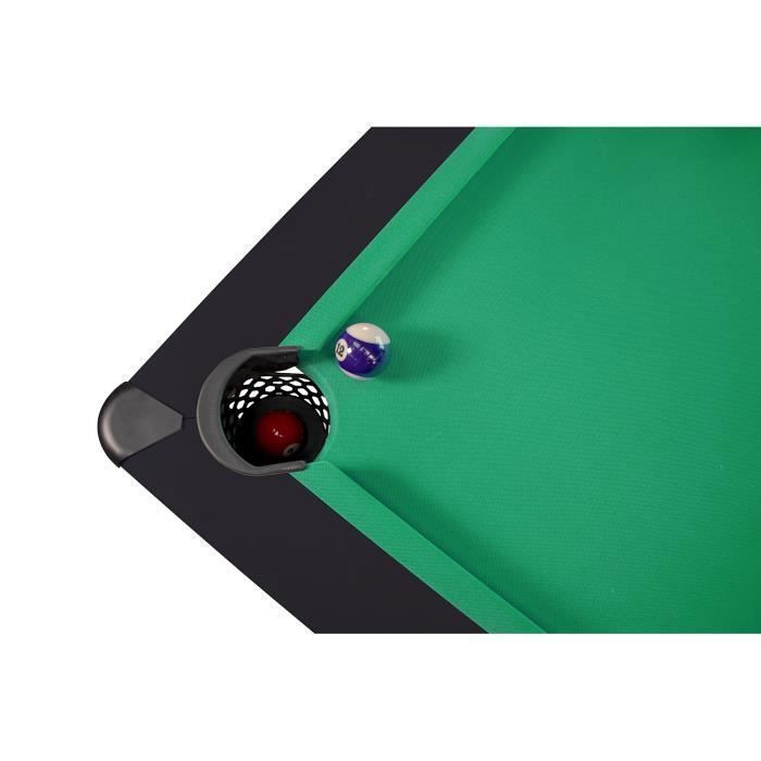 Billard Américain HARMONY 6Ft - 206,5 x 116,5 x 80 cm avec accessoires - Couleur Ebène et Tapis Vert