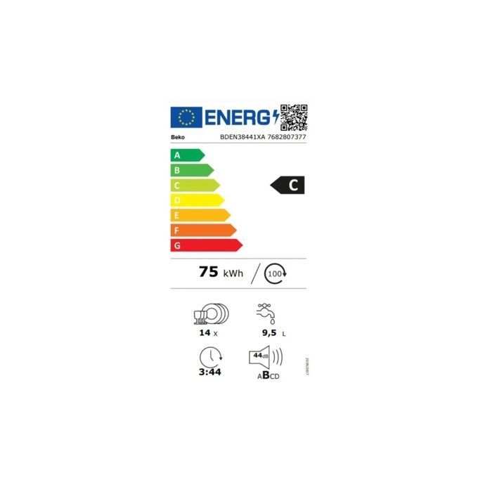 Lavastoviglie Beko da 60 cm, 14 coperti, 44 dB - BDEN38441XA