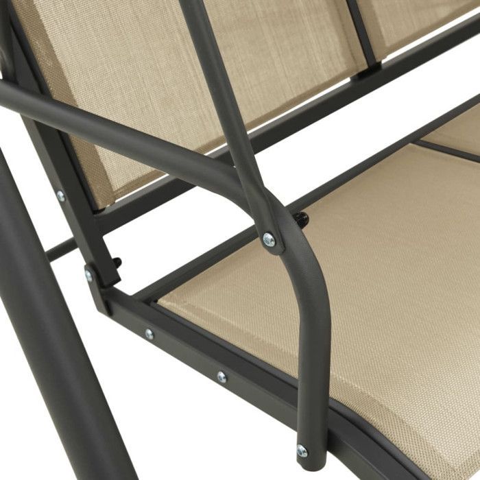 Tuinschommel - vidaXL - Antraciet en zand - Staal - 3 personen - Polyester luifel