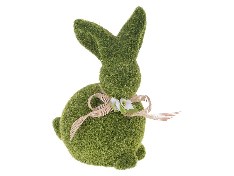 Figurka Królik flokowany 20 cm zielona