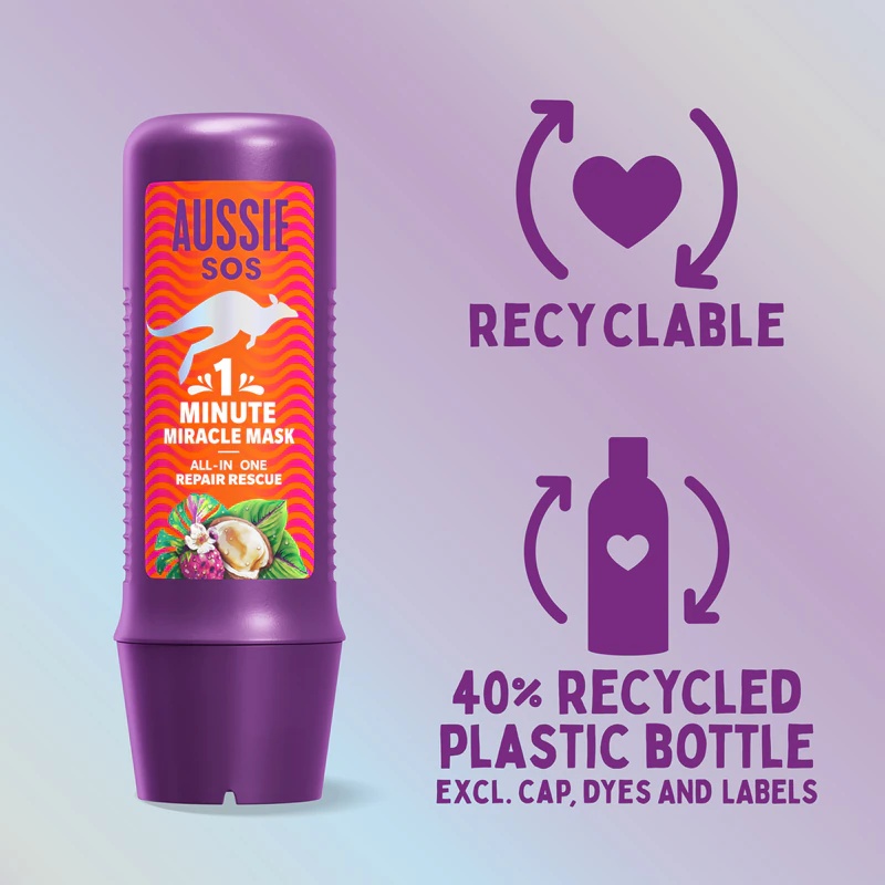 Aussie 1 Minute Miracle Repair Rescue intensīvi barojoša maska sausiem un bojātiem matiem