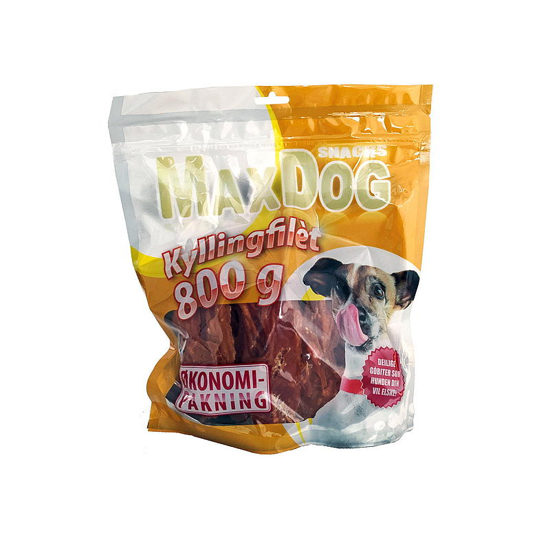 MaxDog Hundsnacks 800 g, kycklingfilé, MaxDog
