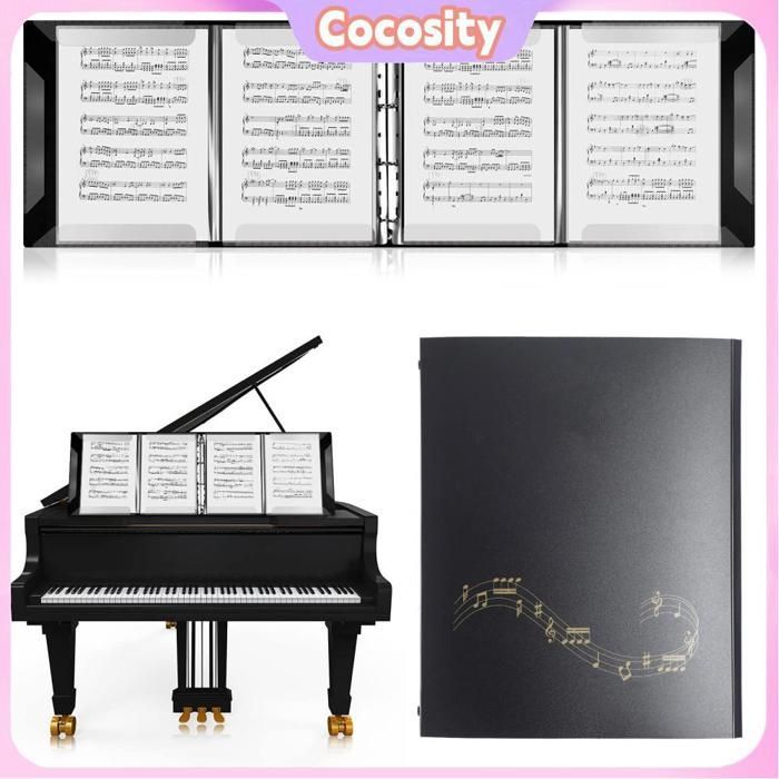 Cocosity 4-seitiger, erweiterbarer Notenhalter, Kapazität 52 Blatt, abnehmbares A4-Format, für Klavier, Keyboard, Violine, Cello