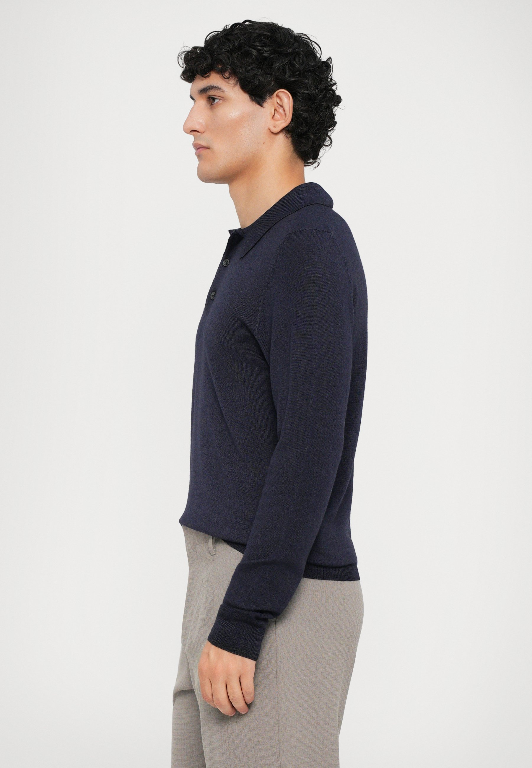 120% Lino Lange Mouw Heren - Trui - marineblauw