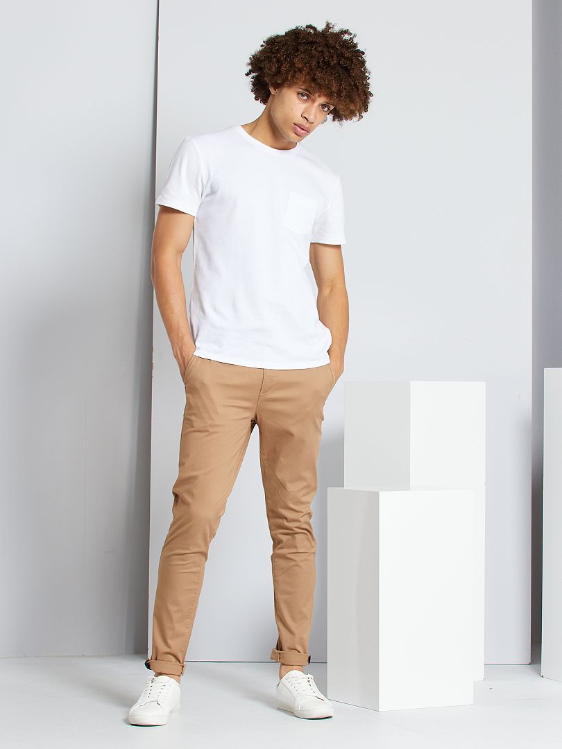 Calça chino skinny stretch - L32 - BEGE