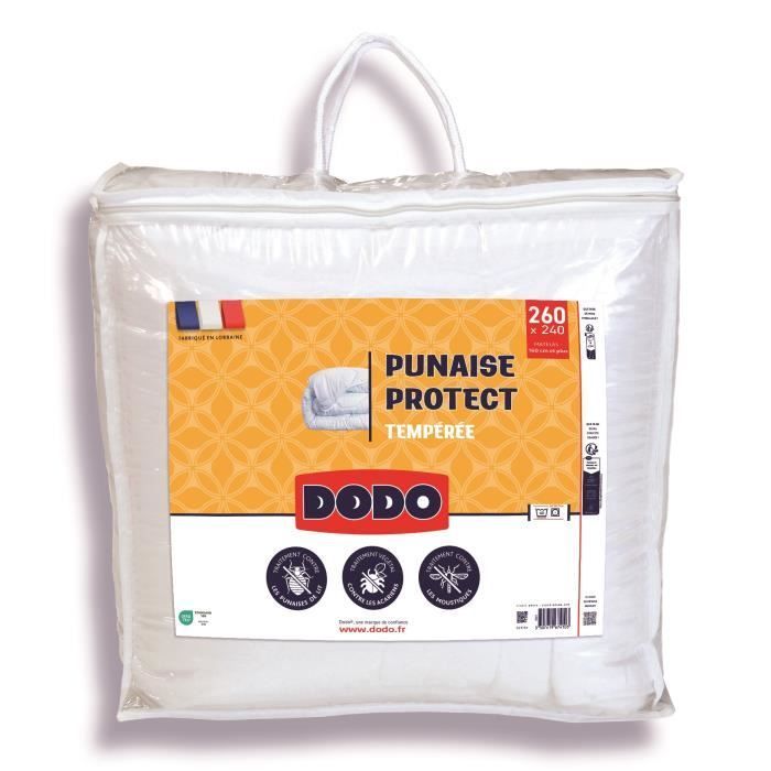 Edredón DODO de peso medio 300 g/m² 240 x 260 cm - Resistente a chinches y ácaros del polvo - Blanco - Fabricado en Francia