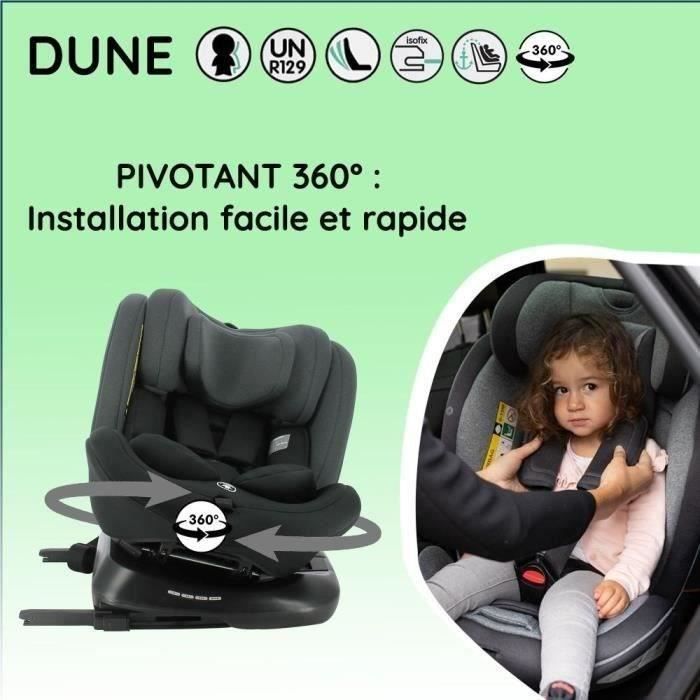 NANIA Siège auto isofix DUNE, Groupe 0/1/2/3, de 0 à 10 ans, 0-36 kg, 40-150 cm, R 129 – Têtière réglable - Inclinable - Pivotant -