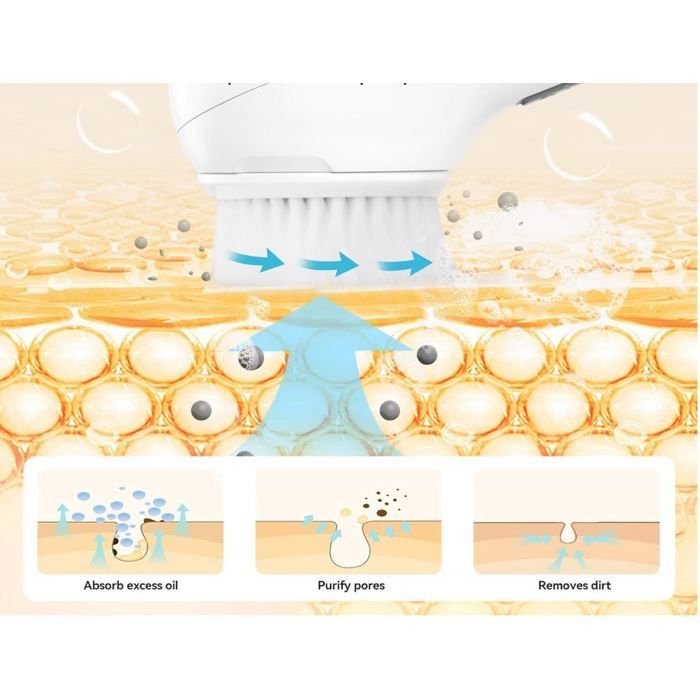 Electric Facial Cleansing Brush, 6 Modes, USB, IPX5