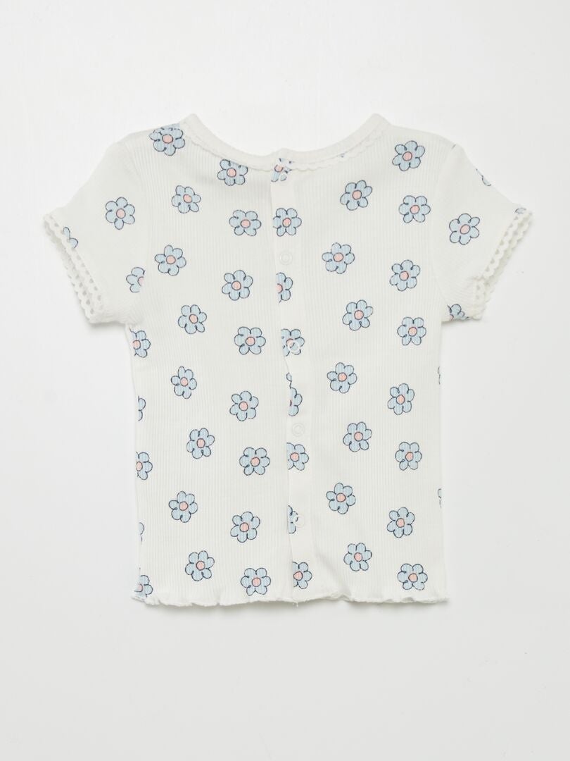 Geribbeld T-shirt - WIT