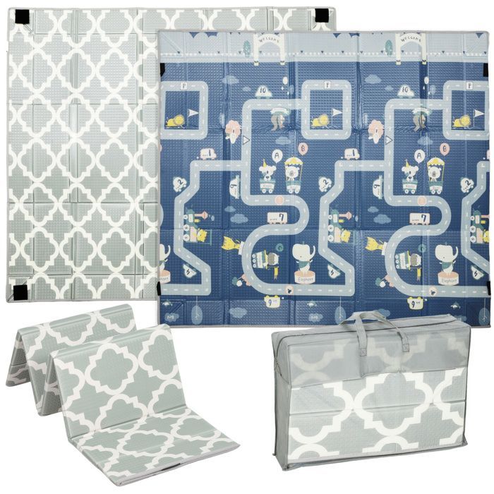 Tapis de jeu pour bébé - AIYAPLAY - pliable et réversible - en mousse épais - XPE - 202 x 180,5 x 1 cm - multicolore