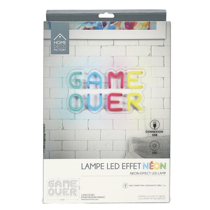 Lampe - Home Deco Factory - Game Over - Led - Effet Néon - Multicolore