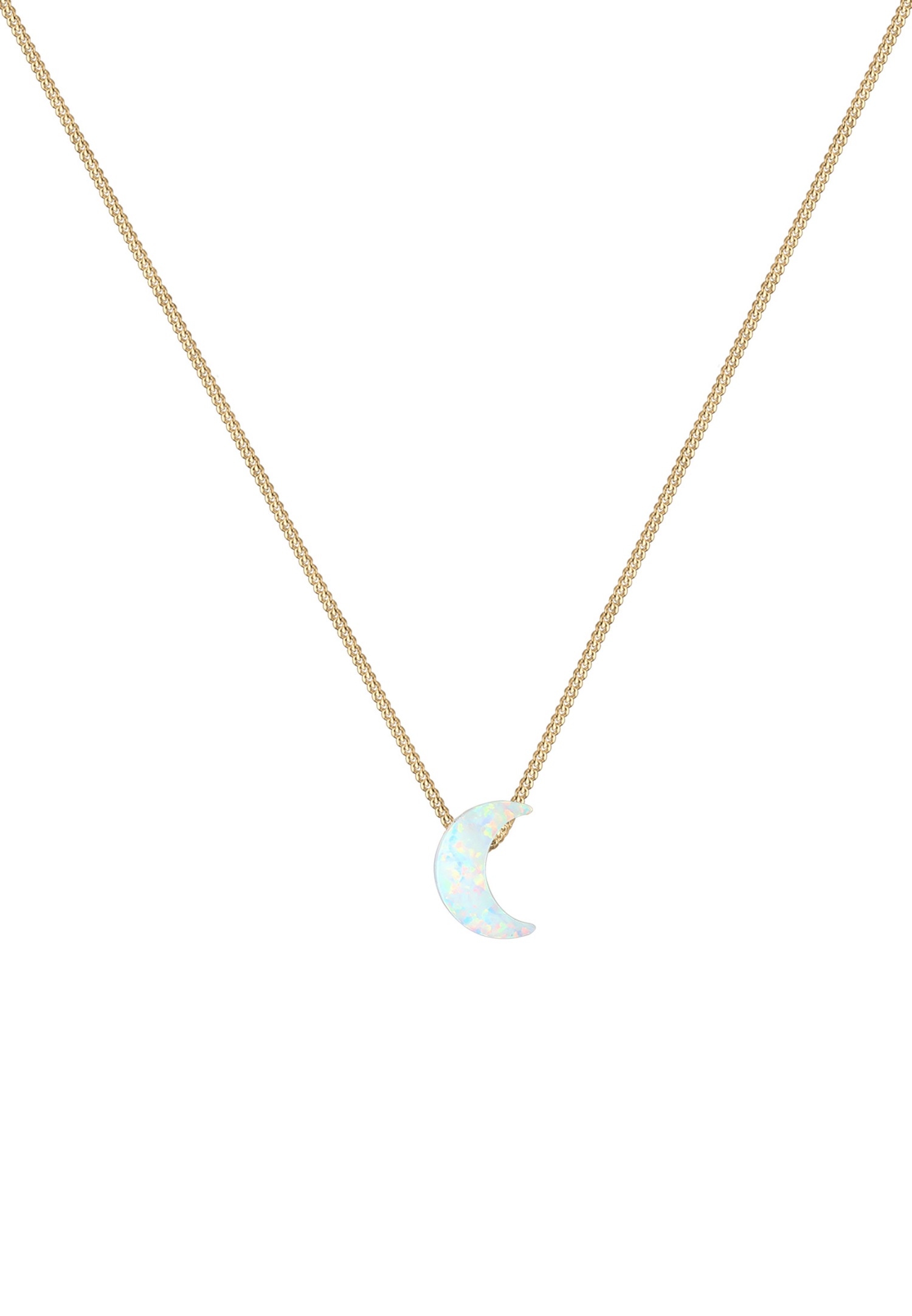 Elli Halbmond Synthetischer Opal Panzerkette 925 Silber
