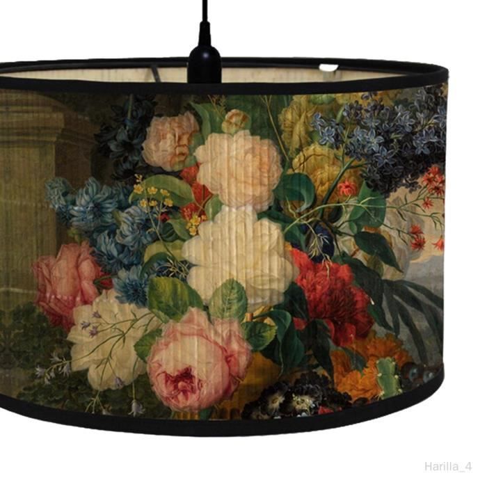 Lampenschirm – Stil A – Mittelgroßer Trommelschirm – Bambus – Vintage – 30 cm Durchmesser