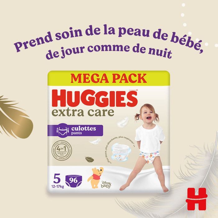 Huggies Extra Care Pants, 96 couches, Taille 5 (12-17 kg)