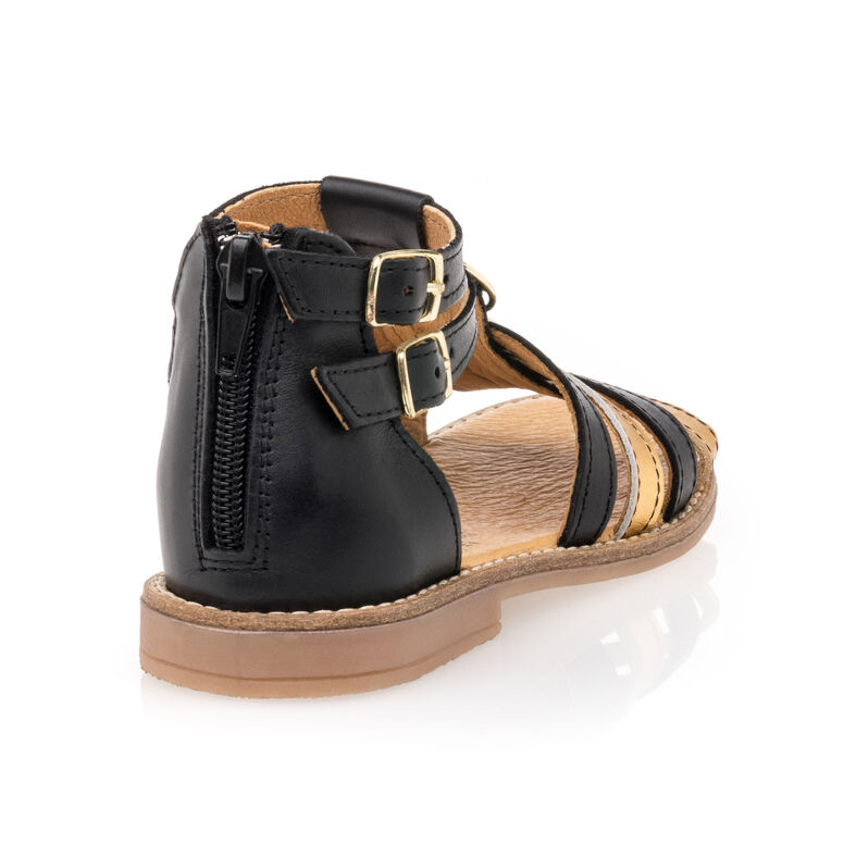  Sandalias negras para niñas / Zapatos de punta abierta