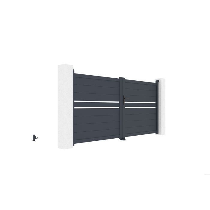 Portail battant - Casanoov - CIMONE - 3m H.145cm -Gris Anthracite - Aluminium