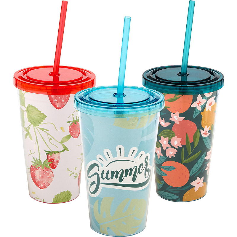 Vaso de plástico para bebidas Cuisine de 550 ml, ideal para el verano.