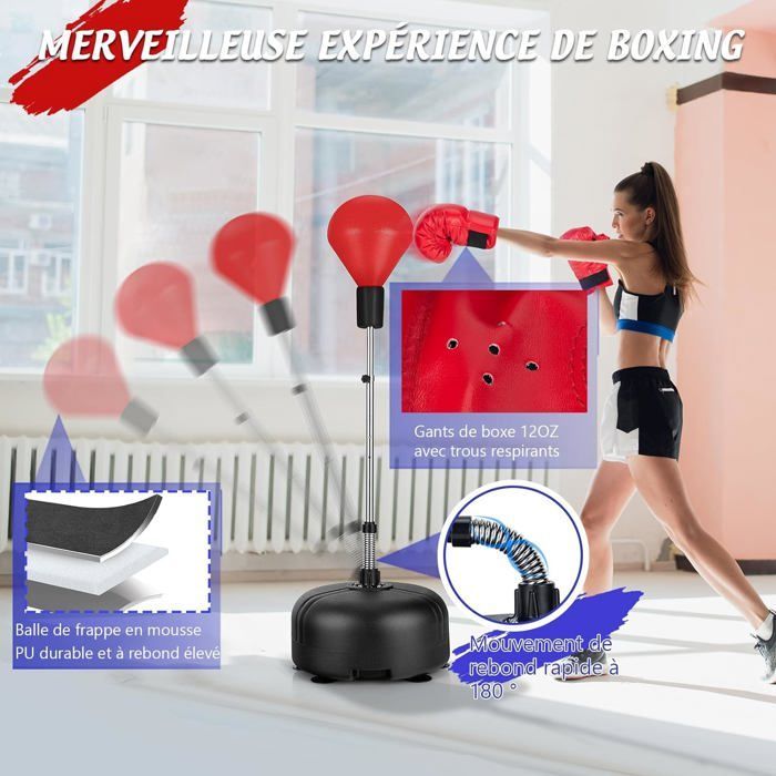 Saco de boxeo GOPLUS para adultos y niños, incluye guantes, 4 ajustes de altura, ideal para entrenamiento de artes marciales mixtas, color rojo.