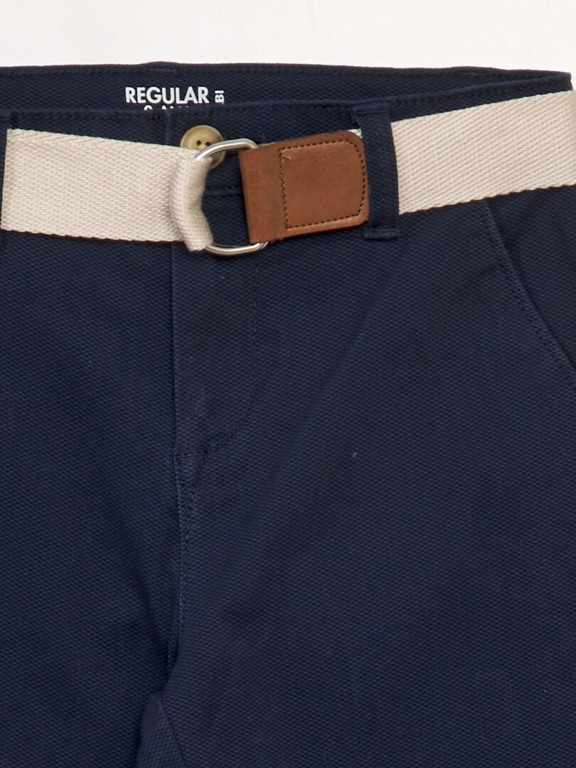 Calça chino de sarja + cinto - azul